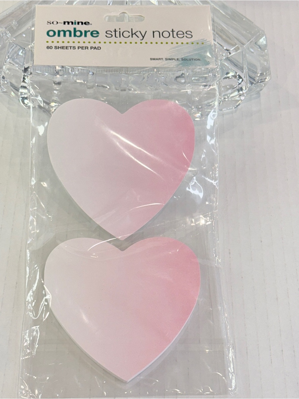 🆕 NEW So~Mine Ombre Heart Sticky Notes 2 Pack Pink Memo Pads 60 Sheets Each